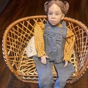 Sally doll by Daddy’s  Long Legs (NIB). Rattan love seat included.